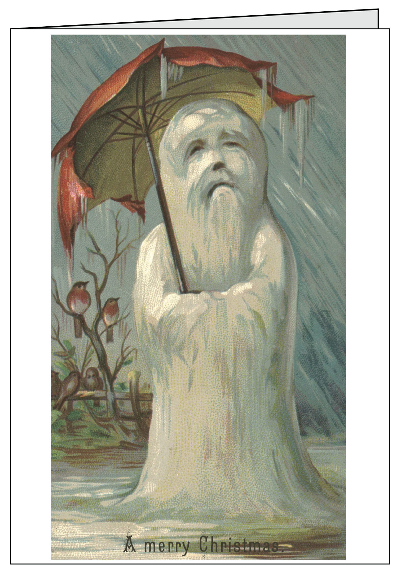Victorian Sad Snowman Christmas Card (Snowbacca)