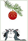 Cat Bauble Christmas card by Muddy Turnip