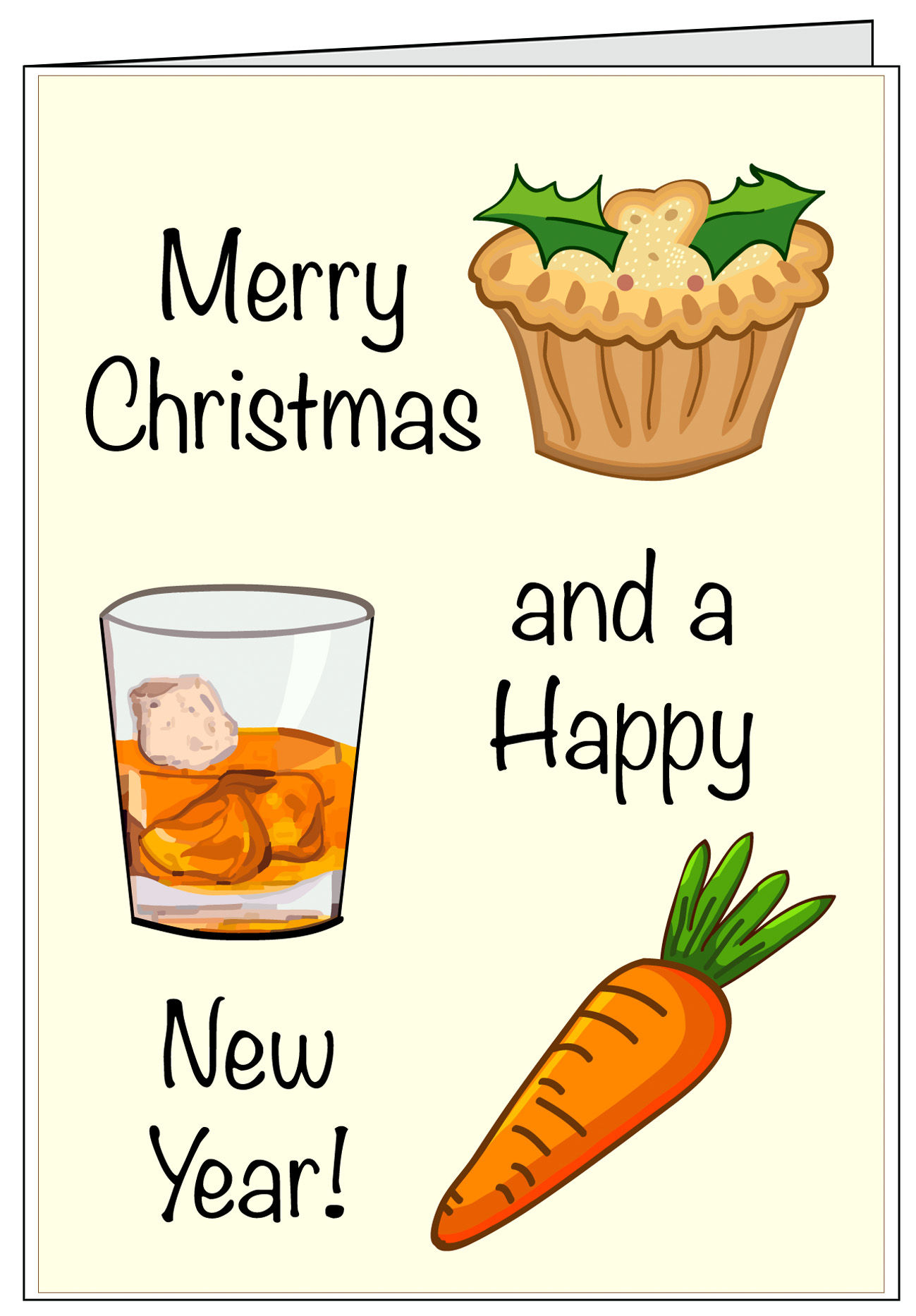 Mince Pie, Whiskey, Carrot Treats for Santa  Christmas Card