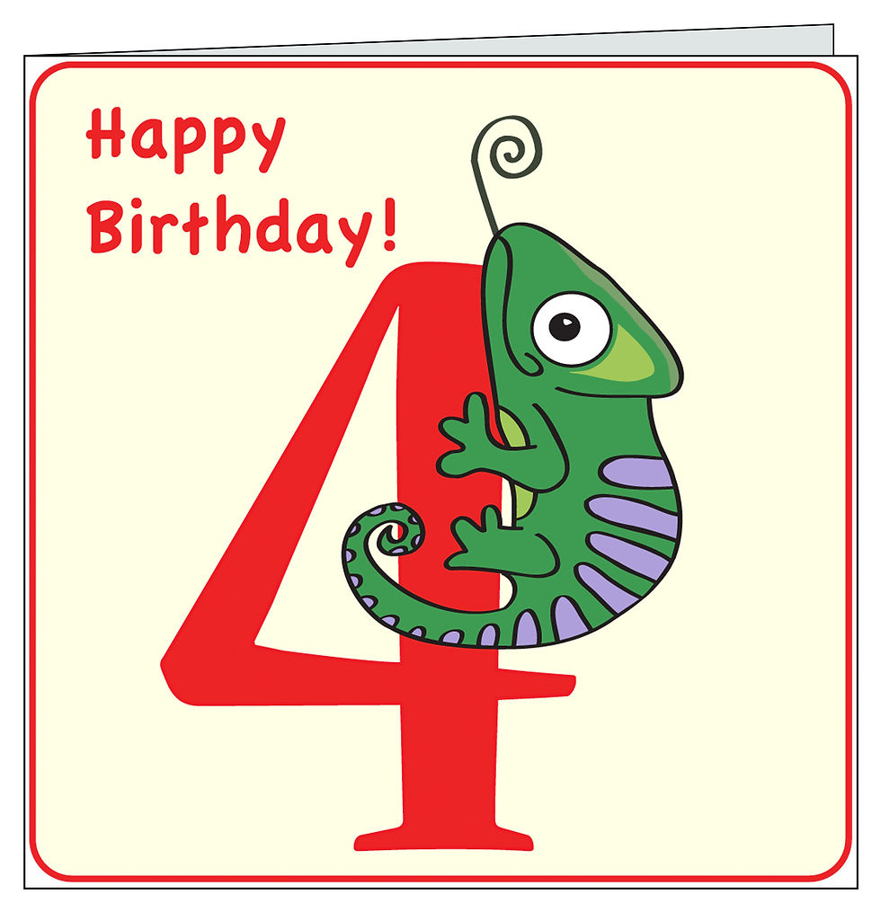 Thumbnail: Chameleon Ages 1-12 Years Birthday Card (any age available)