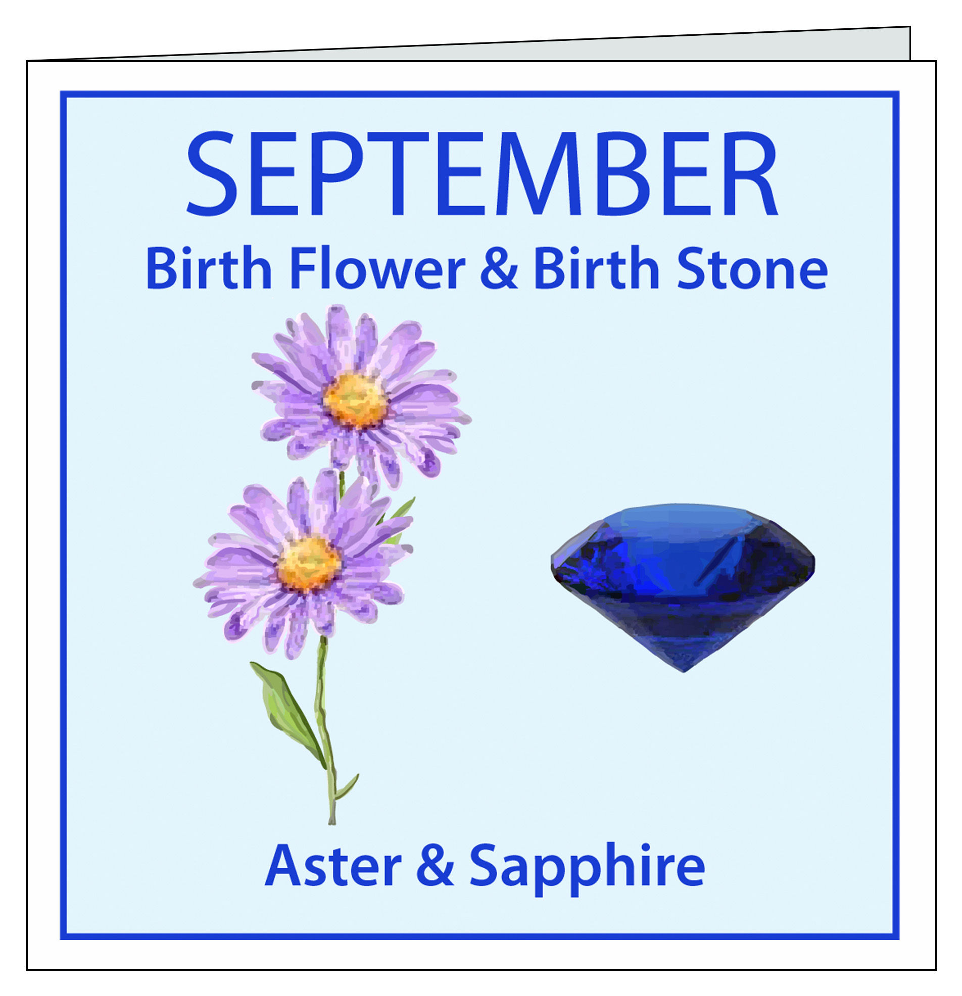 September Birth Flower & Birth Stone Birthday Card
