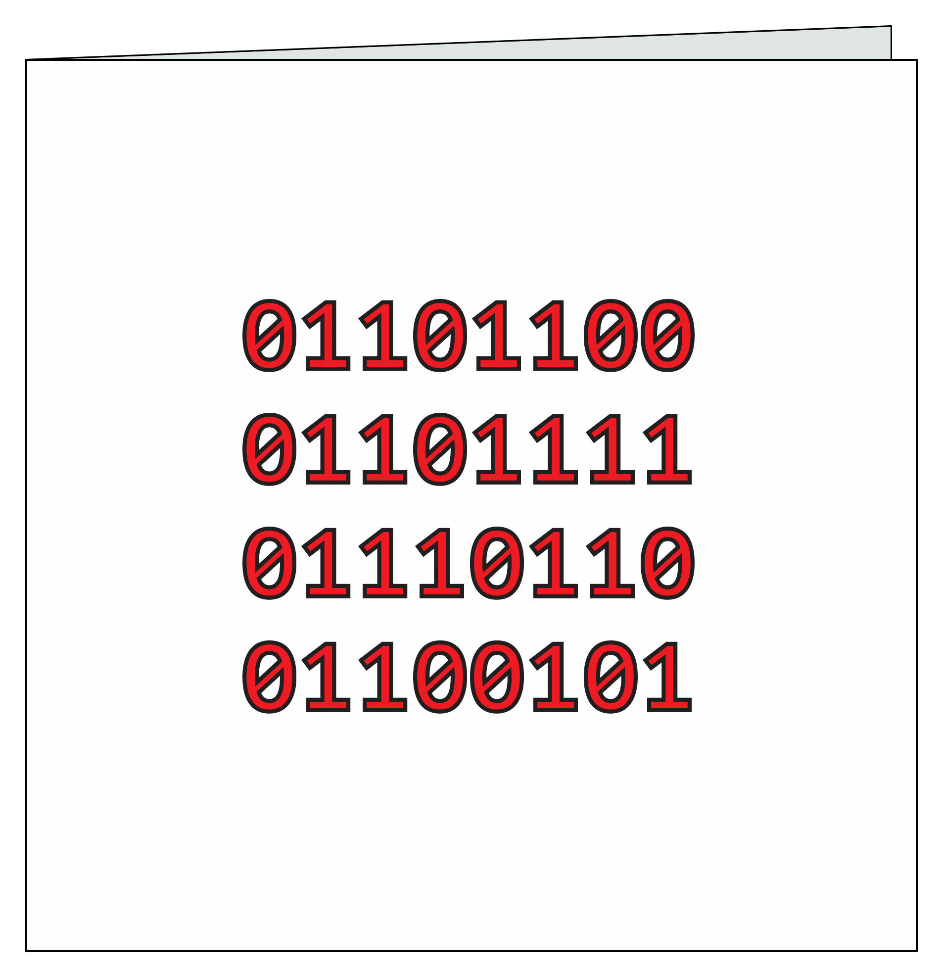 Binary Love Greetings Card (central panel)