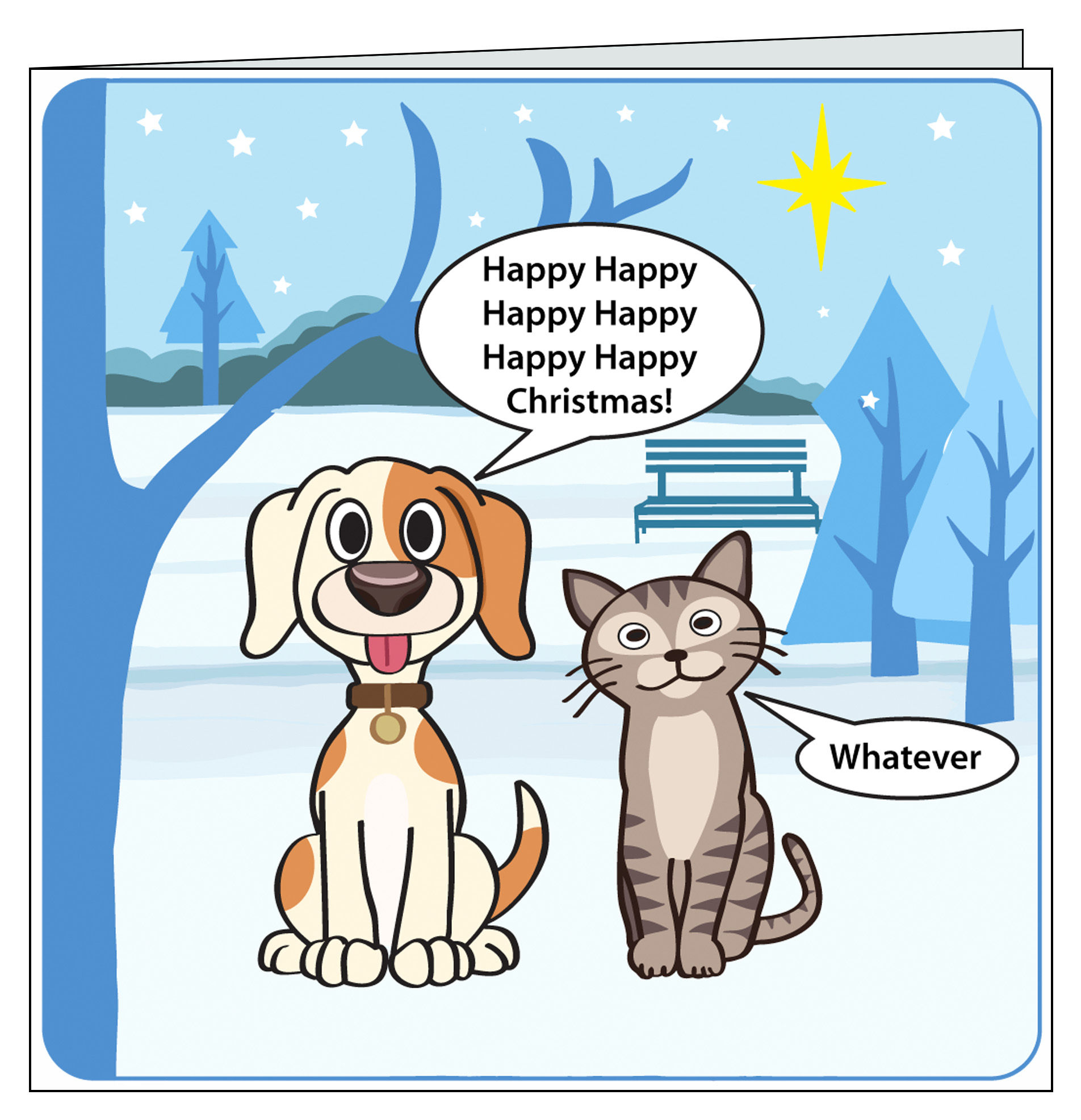 Cat & Dog Temperament Christmas Card