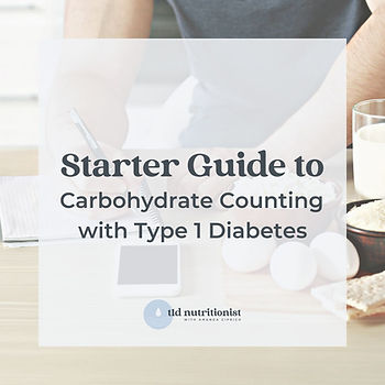 Cover page with text: starter guide to carbohydrate counting for type 1 diabetes