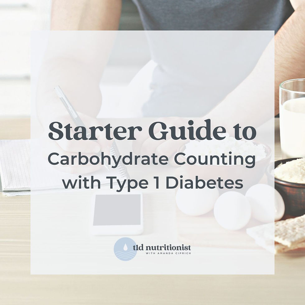 Cover page with text: starter guide to carbohydrate counting for type 1 diabetes