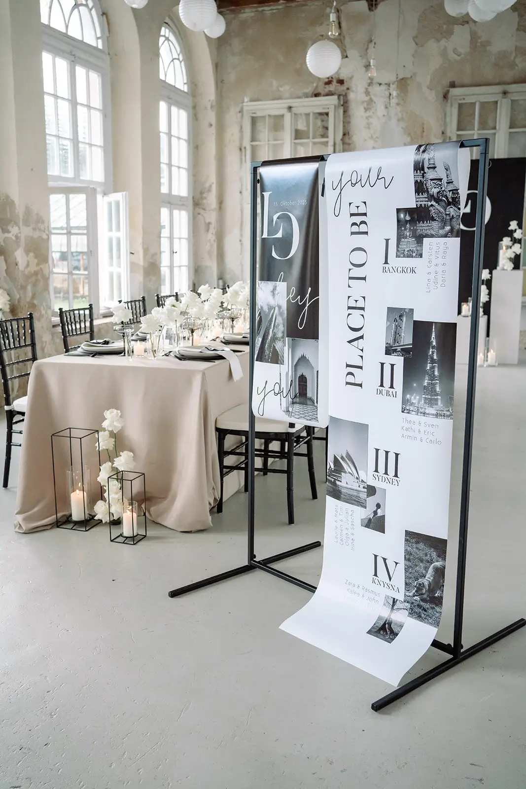 Willkommen und Sitzplan als Papeterie am Hochzeitstag