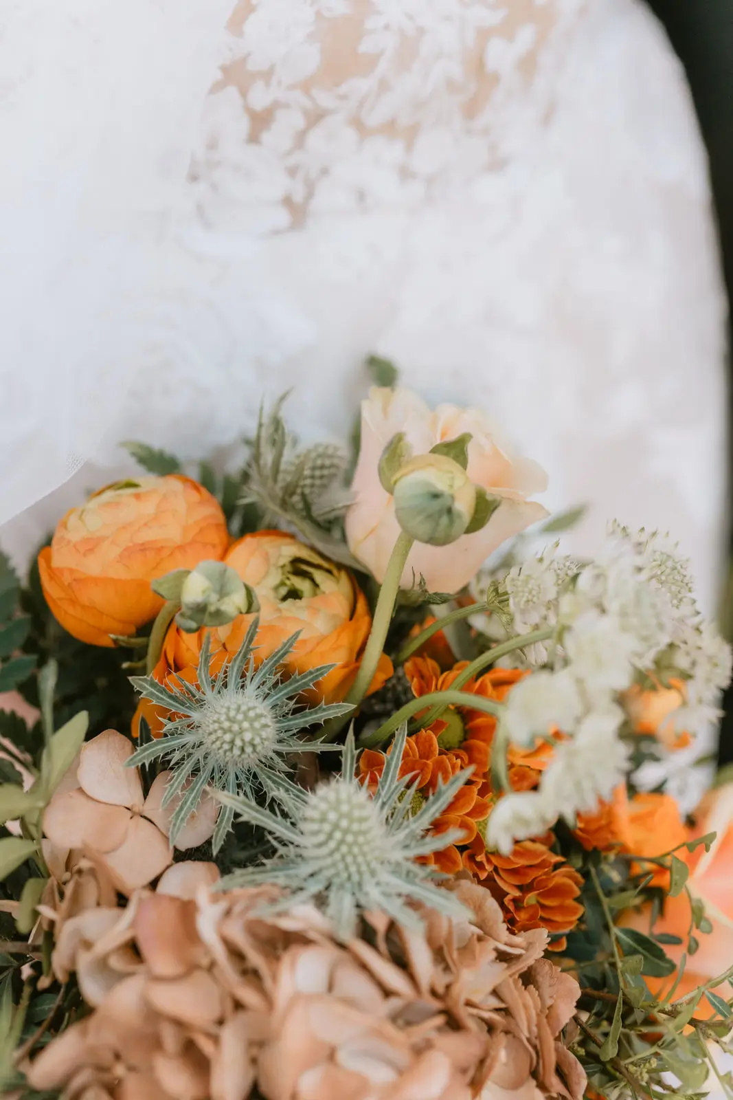 Brautstrauß in rost orange Wikinger Hochzeit