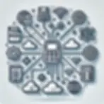 Creative icon representing seamless integration capabilities of a POS system, featuring interconnected symbols for a POS terminal, accounting software, inventory management system, and CRM tool. Modern design emphasizes connectivity, efficiency, and data synchronization, highlighting key features of Point-of-Sale integrations.