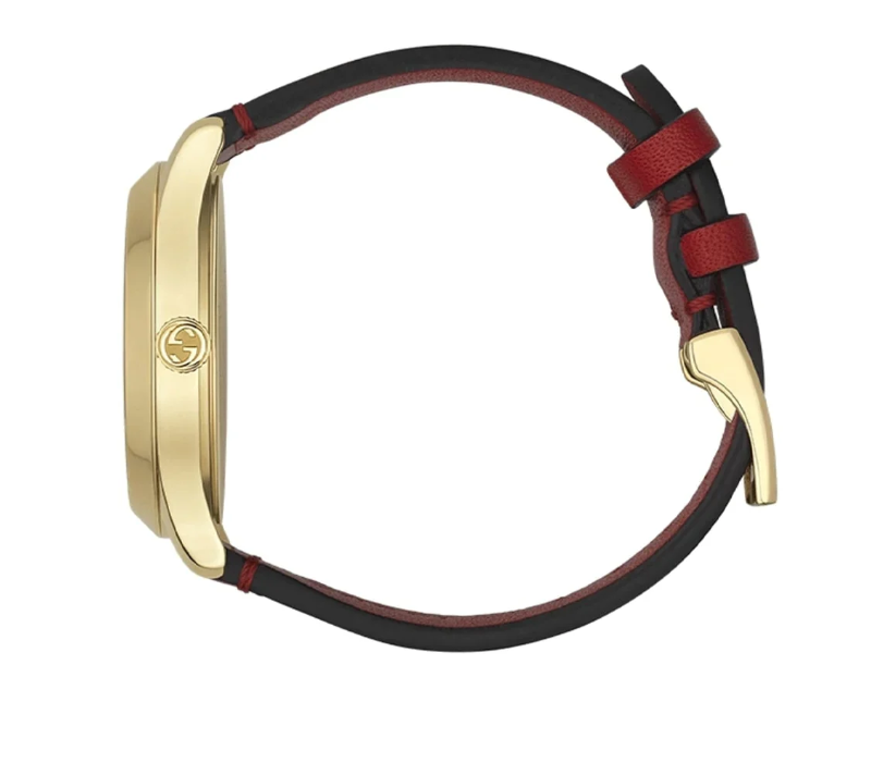 Miniatura: Gucci G Timeless al quarzo quadrante rosso con cinturino in pelle bordeaux
