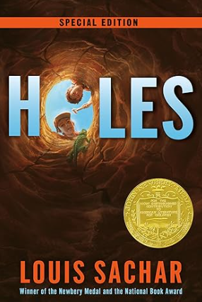 A book cover of Holes.