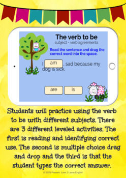 Thumbnail: Subject Verb Agreements BOOM Cards, No-Prep Differentiated Grammar Center