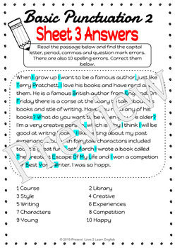 Miniatura: Grammar Worksheets | ESL Grammar | Punctuation Worksheets | Commas,Question Mark
