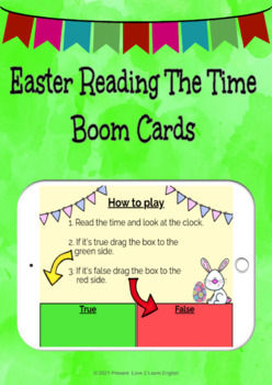 Thumbnail: Easter Math Center - Telling Time No-Prep Boom Cards, Math Skills Review