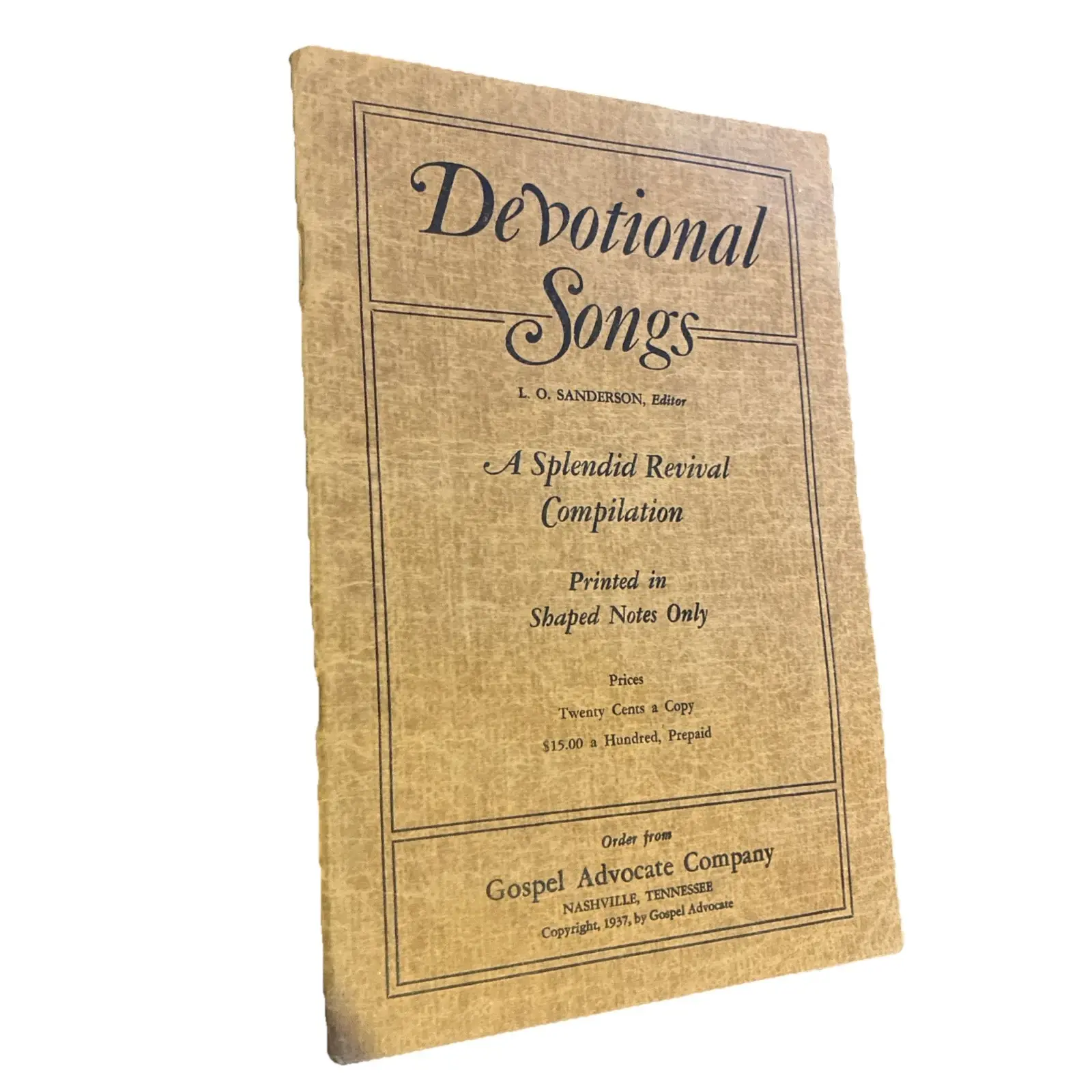 CHURCH OF CHURCH - DEVOTIONAL SONGS - L. O. SANDERSON - 1937 - PB - SHAPED NOTES