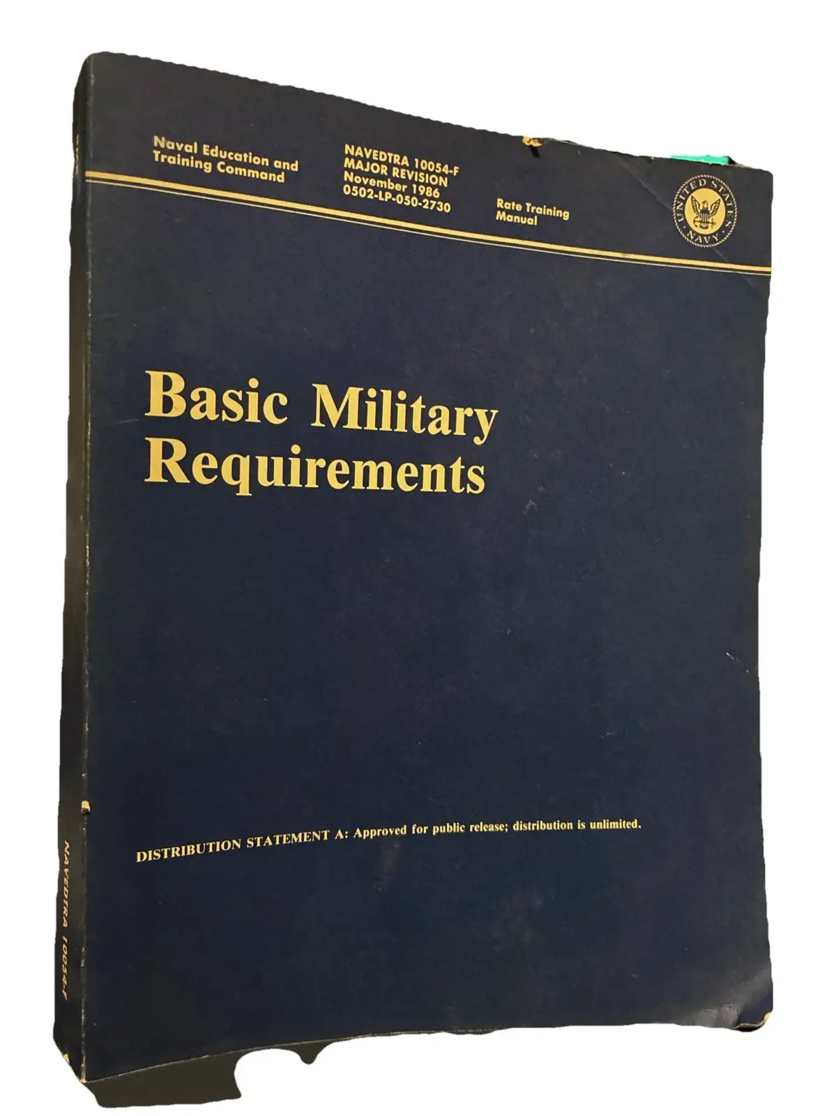1986 Basic Military Requirements NAVEDTRA 10054-F major revision US Navy PB H11