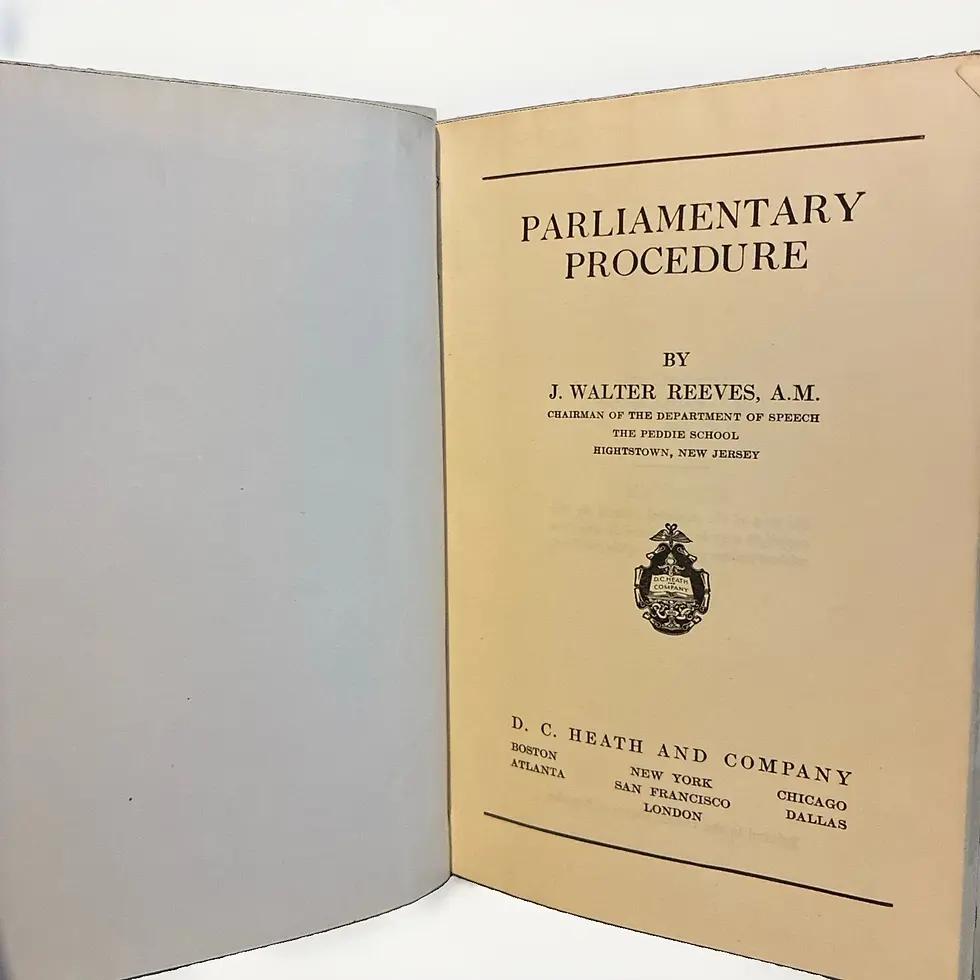 Thumbnail: Parliamentary Procedure 1931 by J. Walter Reeves, Hardcover 1st Printing