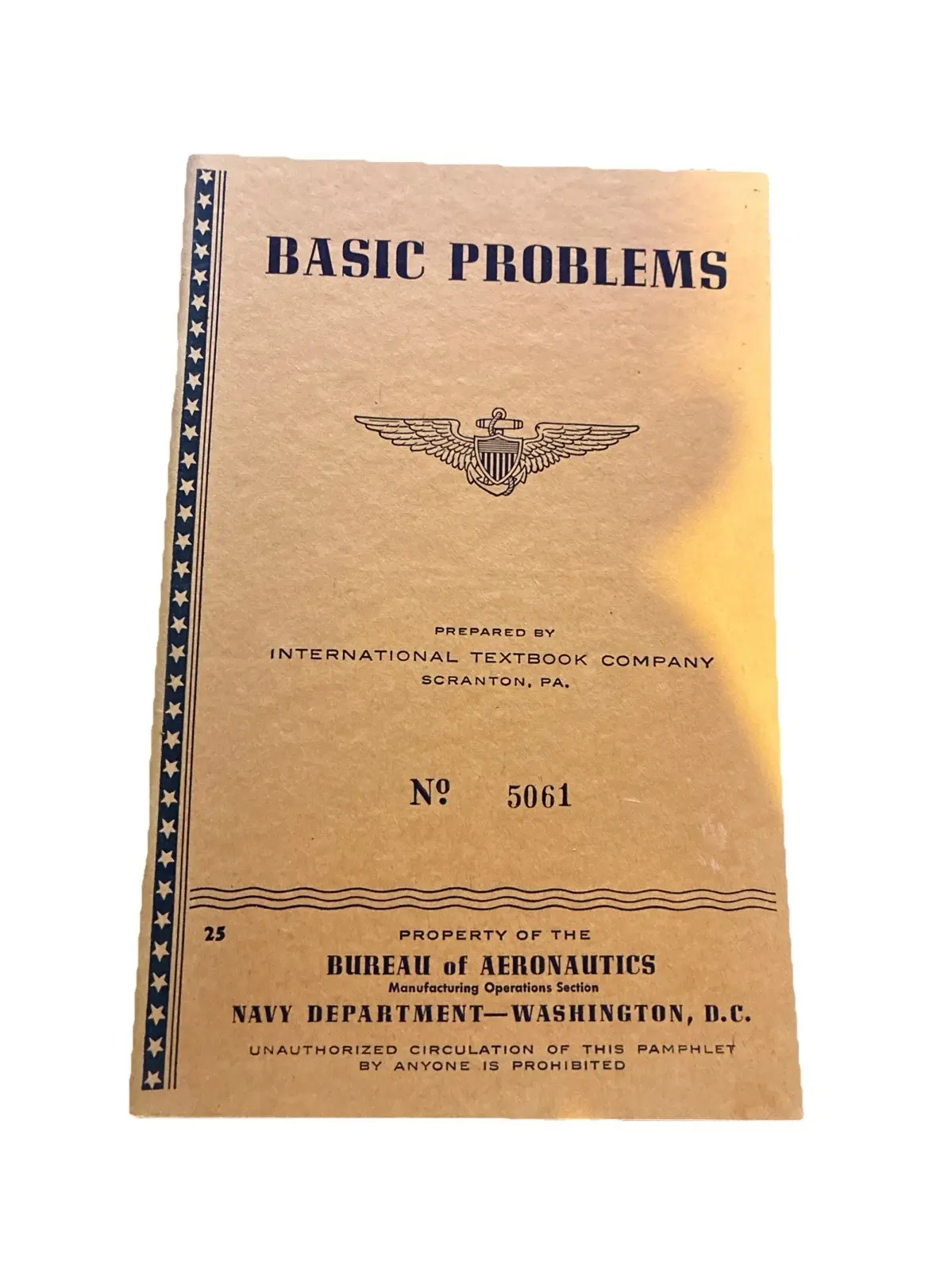Vintage 1943 BUREAU of AERONAUTICS Navy Book BASIC PROBLEMS Navy Department #25
