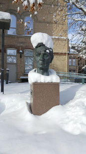 Statue covered with snow