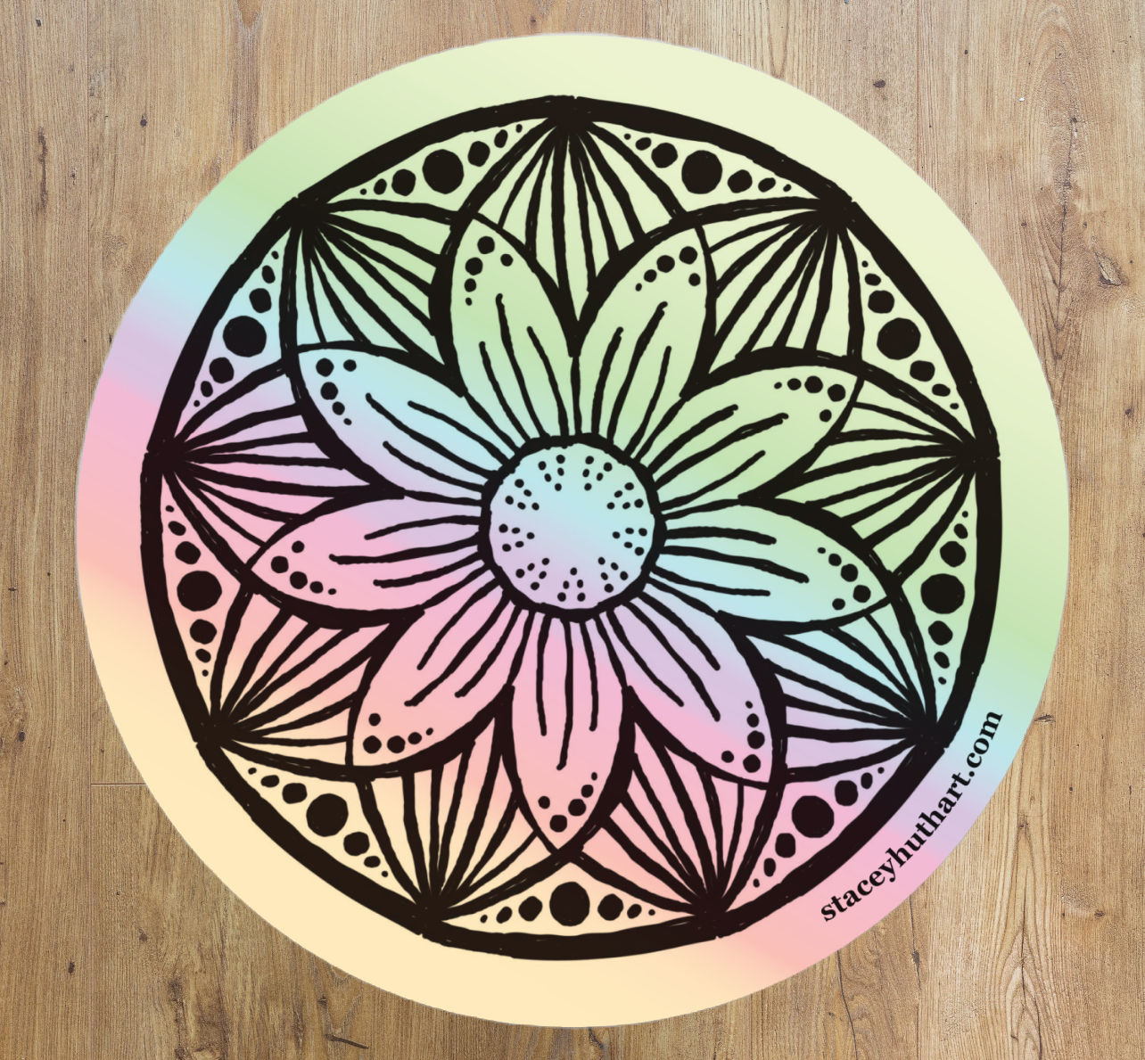 3” Holographic Floral Mandala Sticker