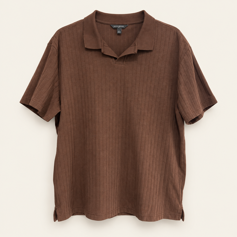 Banana Republic ribbed open collar polo front view