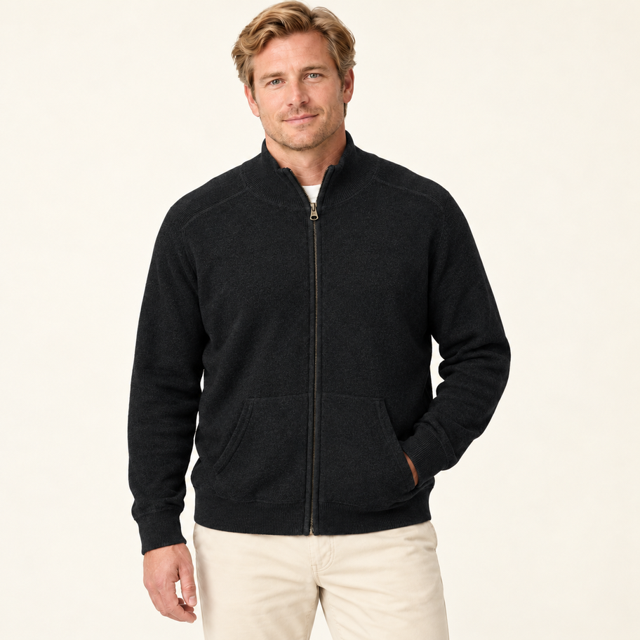 J.Crew dark charcoal cotton cashmere blend sweater XL — Model front