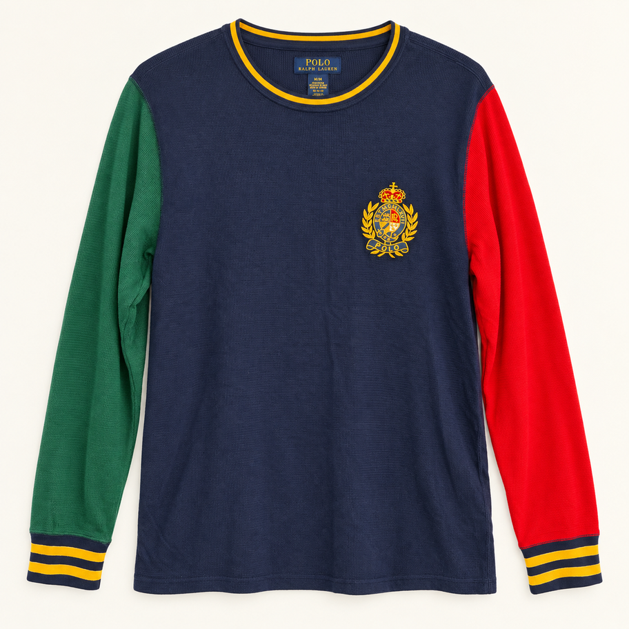 Polo Ralph Lauren colorblock thermal sleep shirt front view