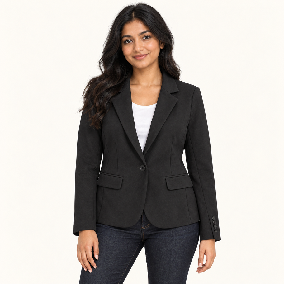 Nordstrom Rack Tailored Stretch Blazer | Black | S front on model