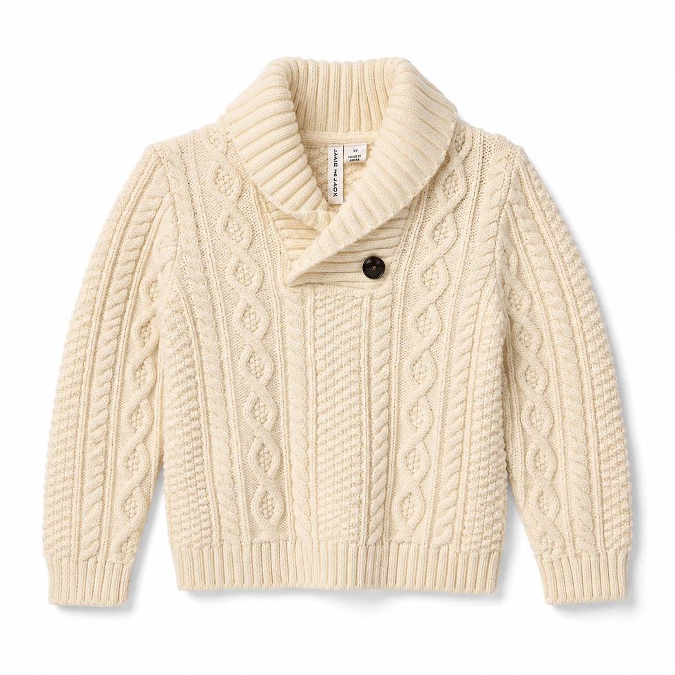 Janie and Jack cream cable-knit shawl collar cardigan in size 2T - front view