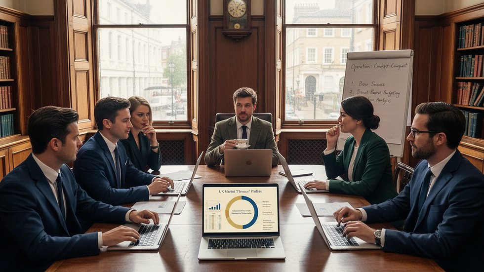 Eye-level view of a business meeting with laptops and charts on the table