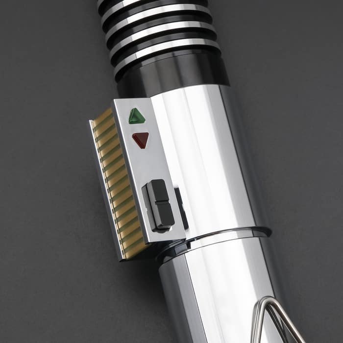 Assembled lightsaber hilts on the bench at the Replica Sabers UK workshop