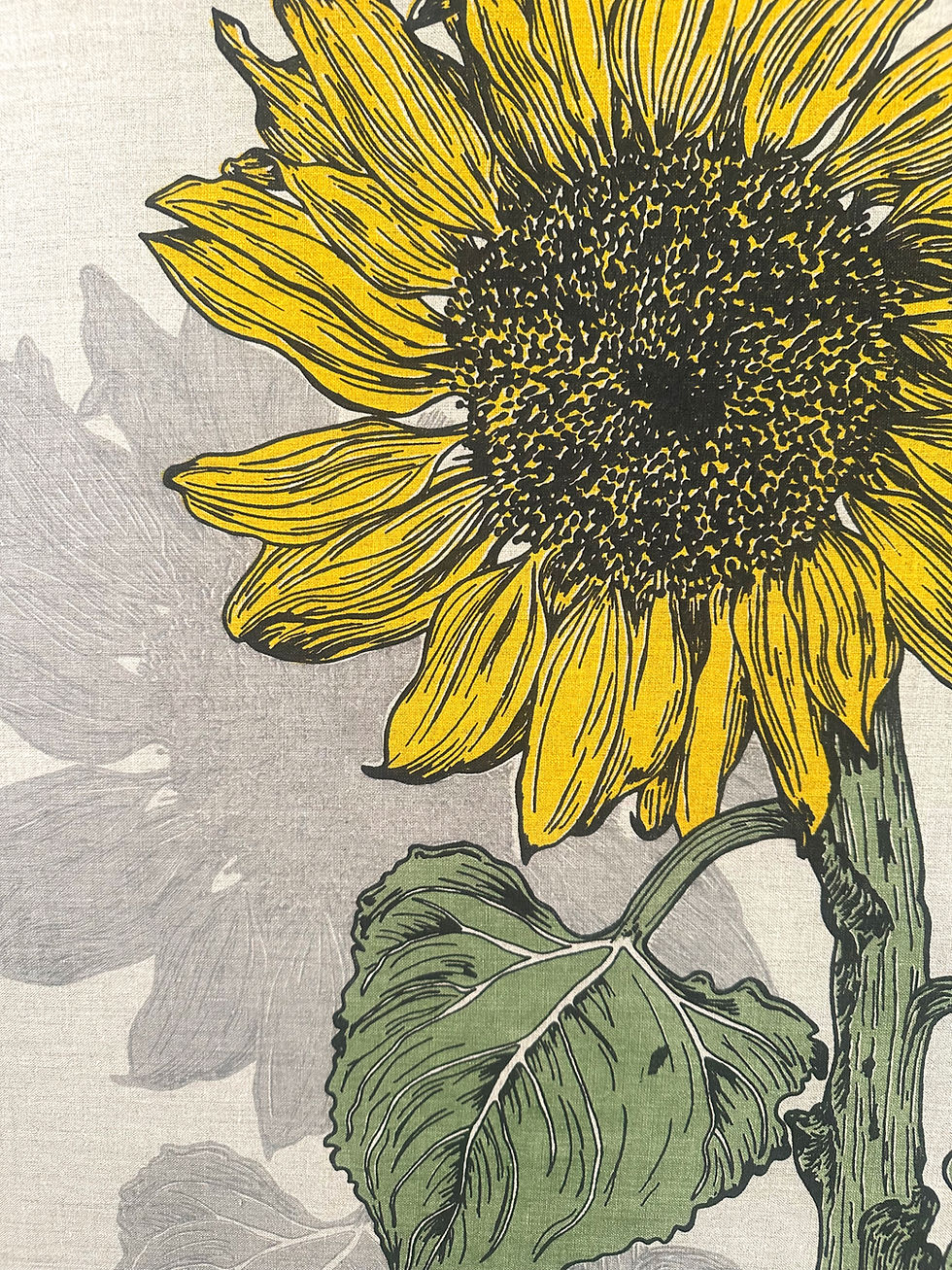 Thumbnail: Large Handprinted Linen Panel - Sunflower
