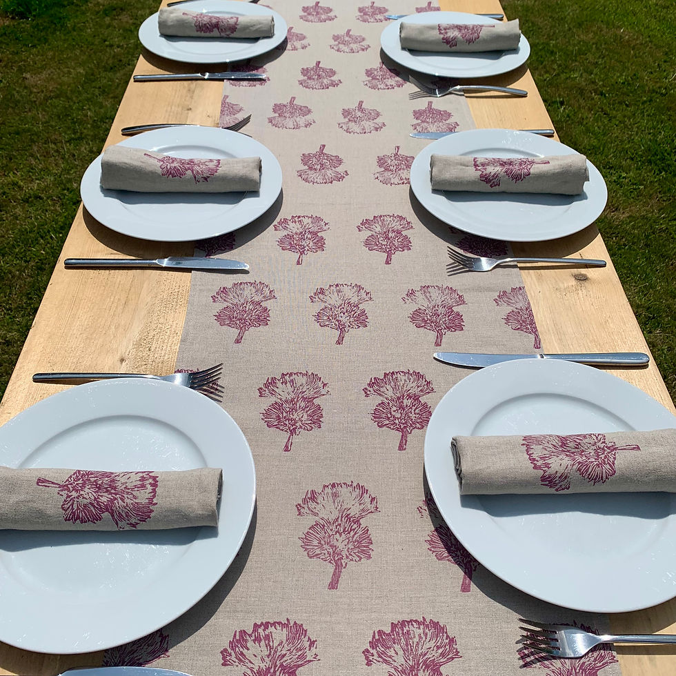 Thumbnail: Handprinted Thistle Linen Table Runner