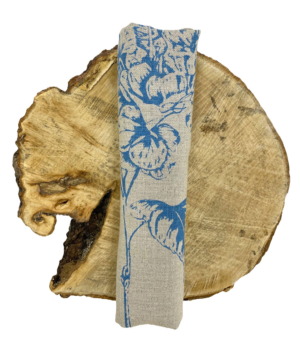 Thumbnail: Handprinted Hydrangea Linen Napkins - Set of 6