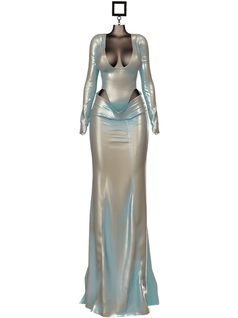 Rapture Second Life Raynira dress in icy white