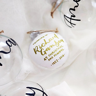 custom ball christmas ornament by calligrapher in San Jose Bay Area