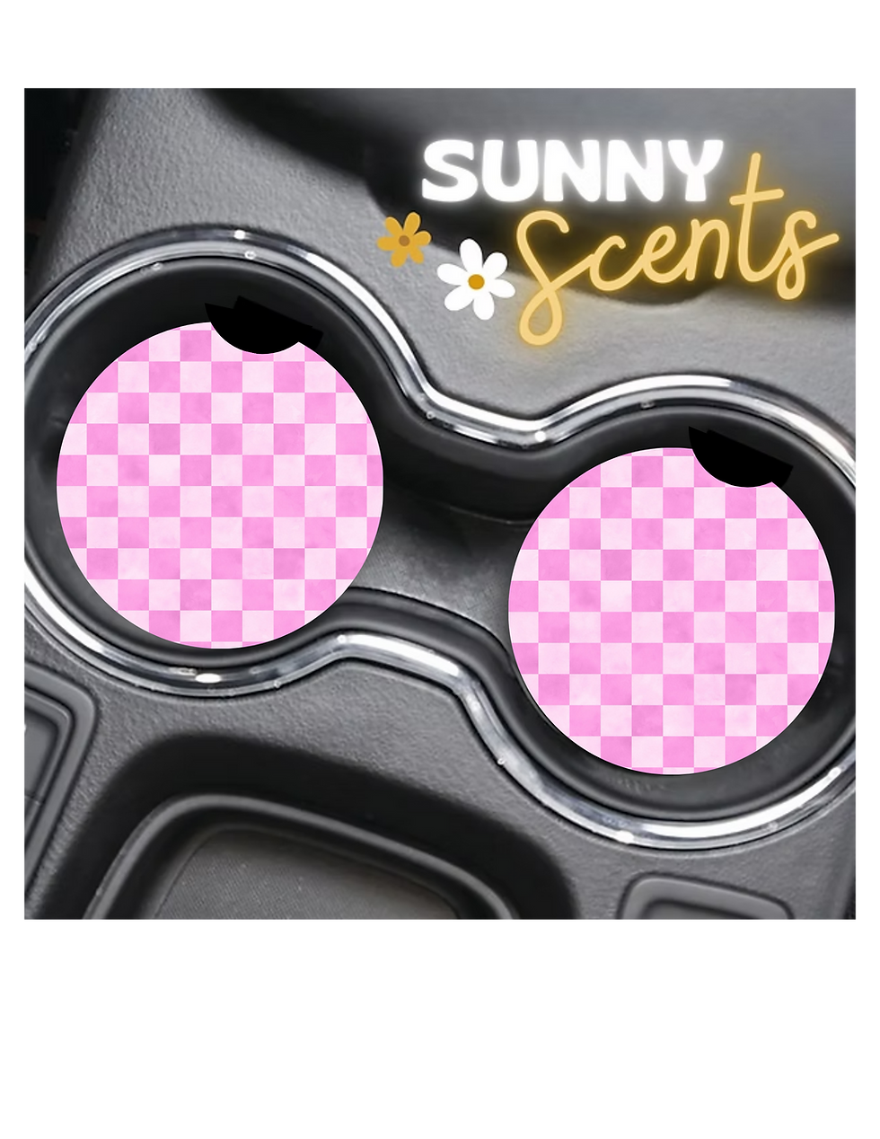Thumbnail: Checkered Ceramic Car Coasters (Pair)