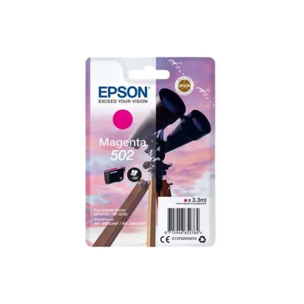 TINTEIRO ORIGINAL EPSON 502 MAGENTA 3.3ML 165 PÁGINAS