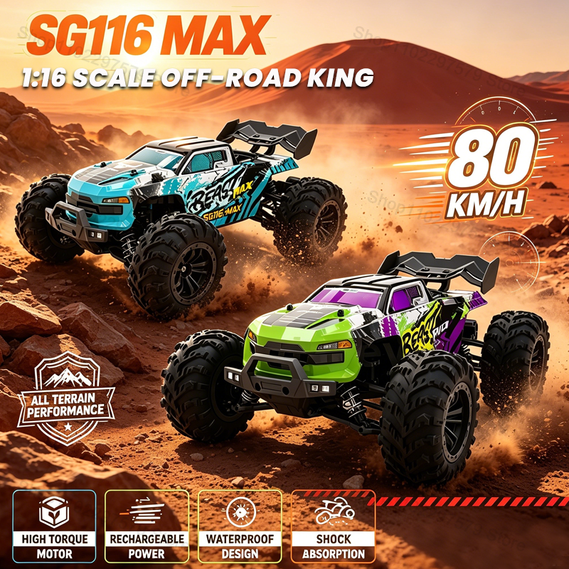 1:16 SG116 MAX/PRO RC Monster Truck 80KM/H Brushless Motor 4WD Off-Road Racing C
