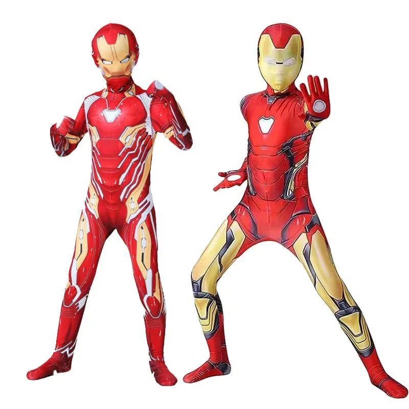 Kids Iron Man Costume Superhero Costume Cosplay Bodysuit Full Sets with Mask Hal