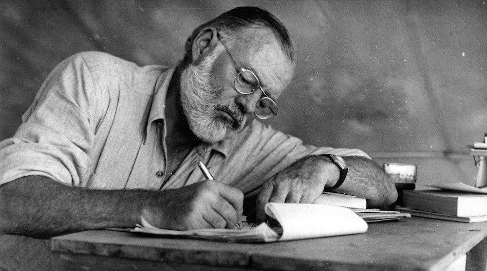 Ernest Hemingway writing email subject lines