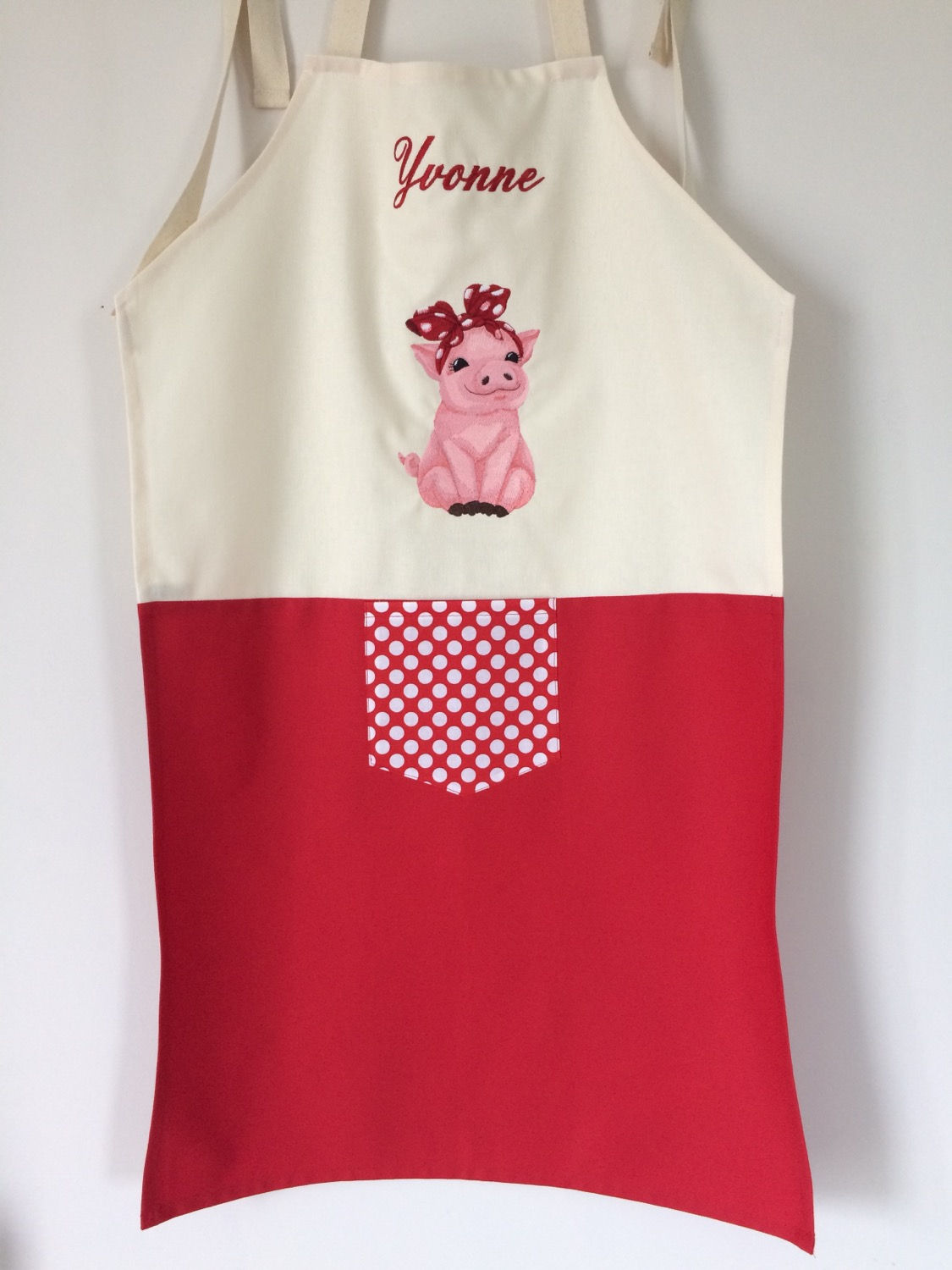 Personalised piglet apron handmade 