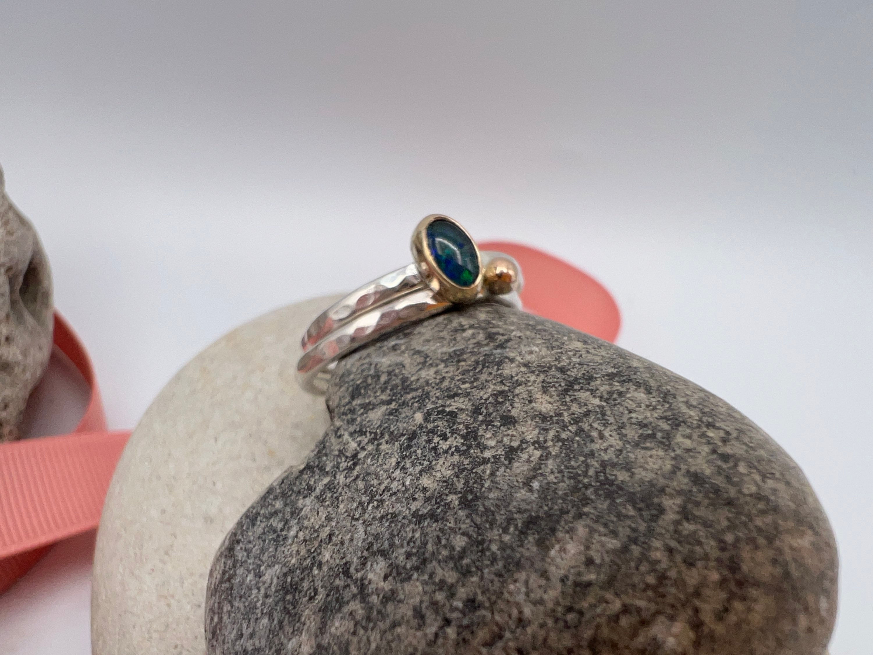 Opal ring duo size L
