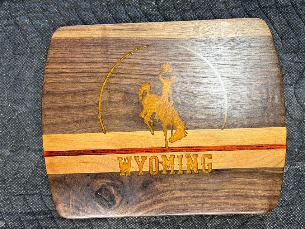 Walnut, maple, and Paduk with Wyoming Cowboys resin inlay