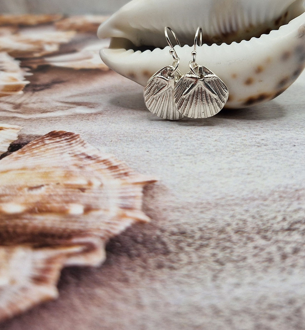 Thumbnail: Scallop Shell with Starfish Drop Earrings