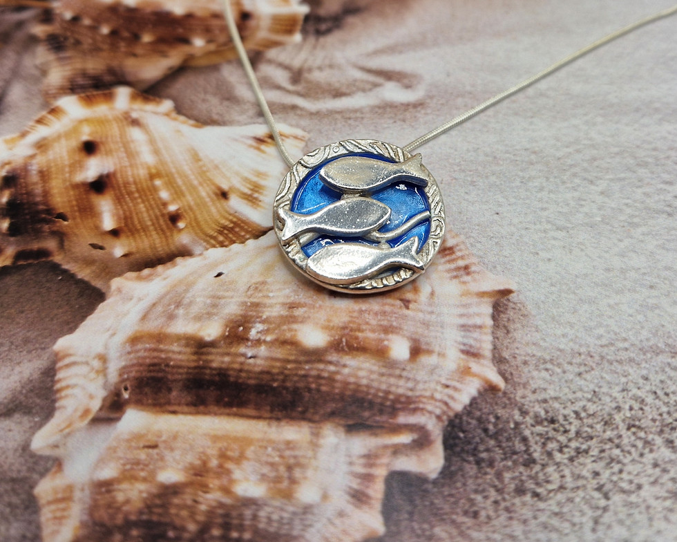 Thumbnail: Three Fish & Enamel Pendant