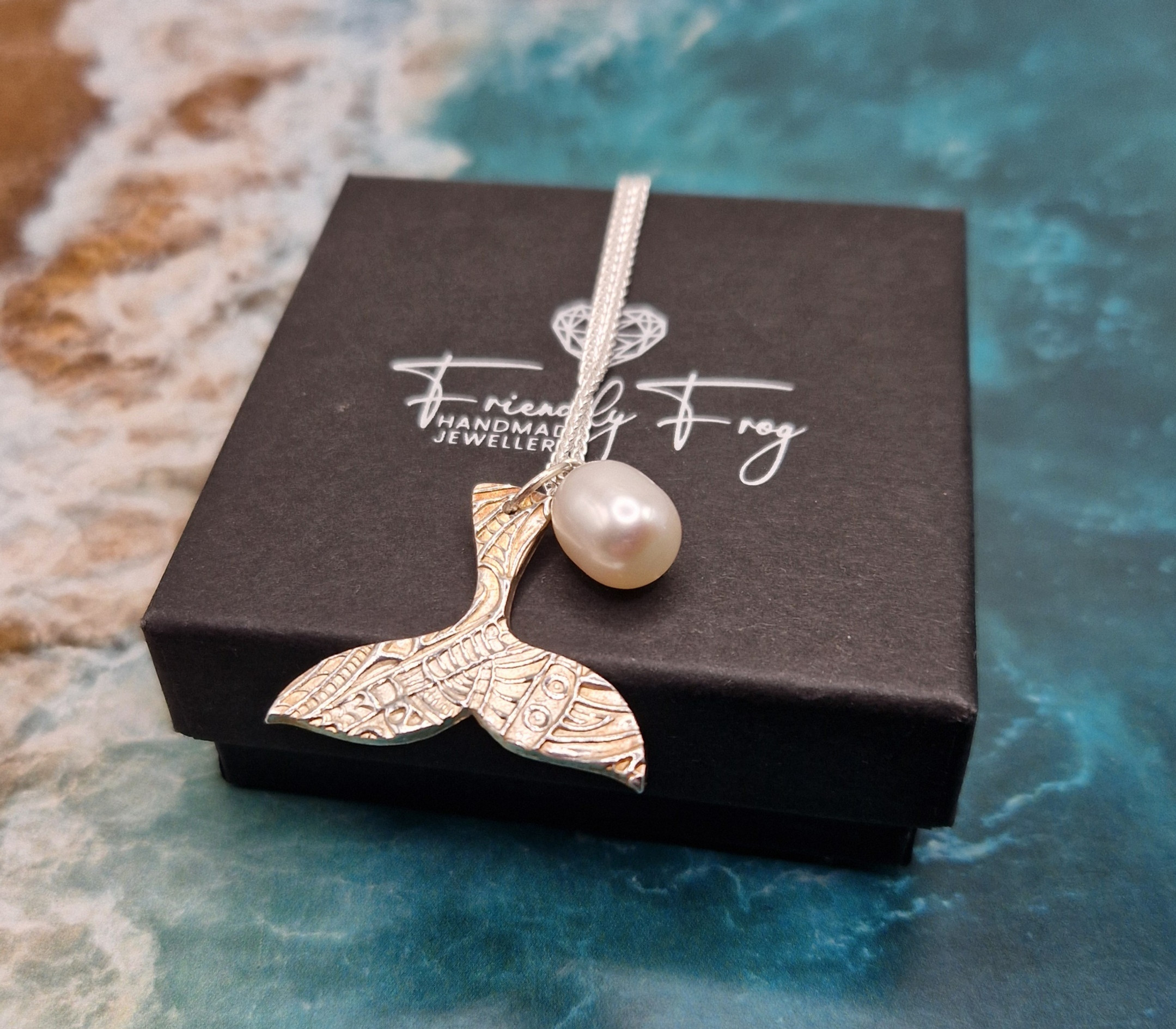Tribal Whale Tail & Pearl Pendant
