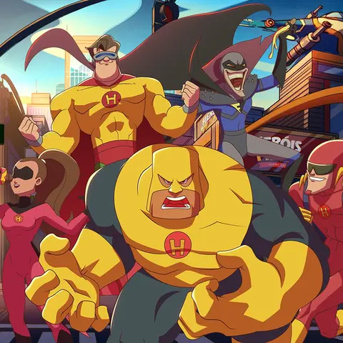 Os personagens do Heróis da Pizza reúnidos