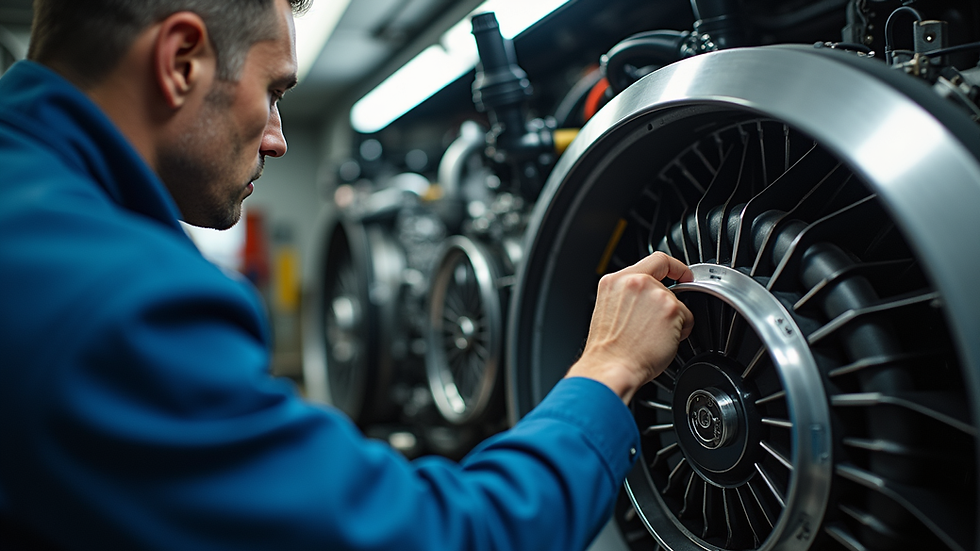 Close-up view of a yacht engine being serviced by a technician