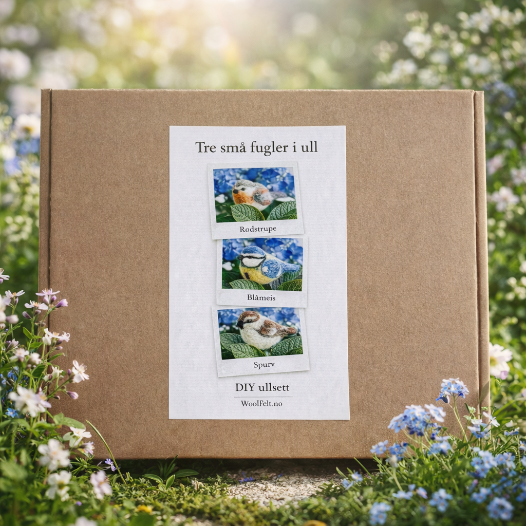 DIY Wool Bird Set – Tre små fugler i ull