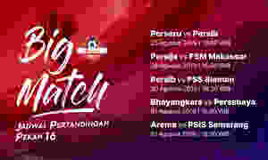 jadwal pertandingan liga 1 pekan 16